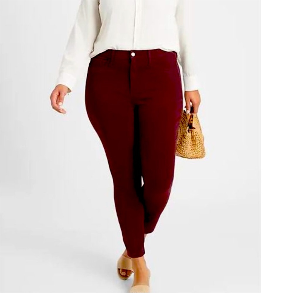 Avenue Pants - Deep Burgundy Red Skinny Ankle